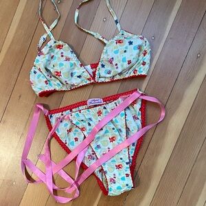 Agent Provocateur Floral Lingerie with Red Trim